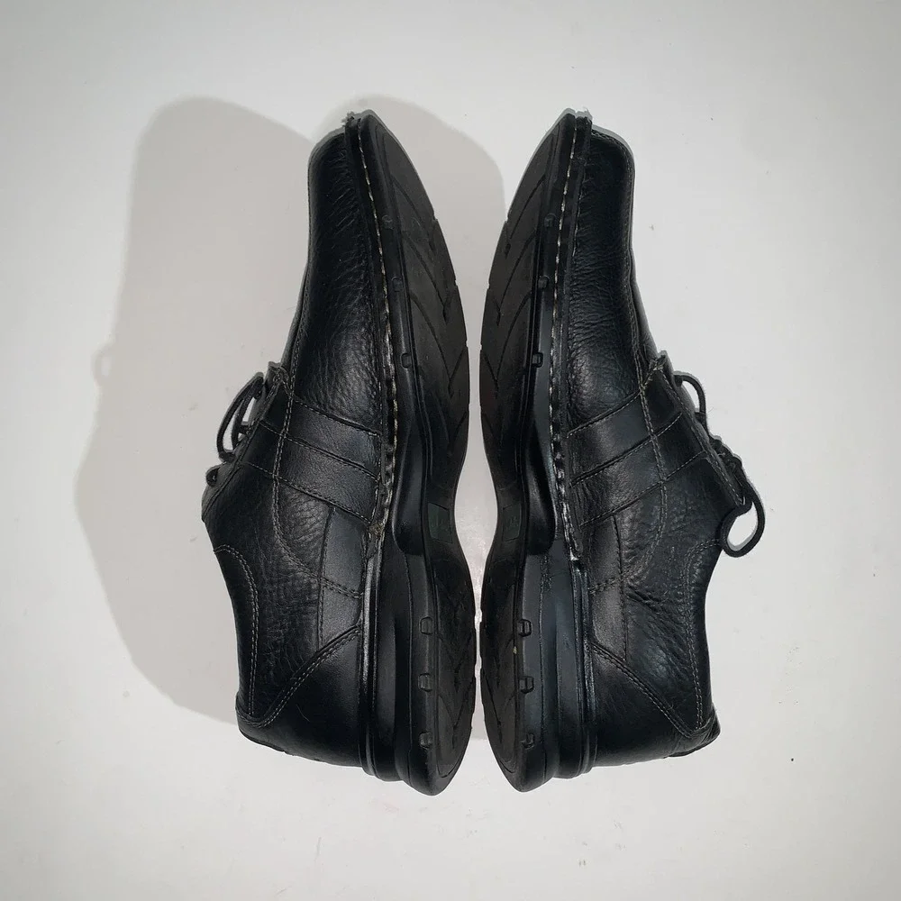 Clarks Shoes Mens Size 11W Black Leather Lace Up Casual Comfort Walking Sneakers